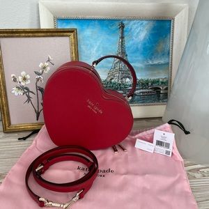 Kate Spade New York Love Shack Heart Purse Crossbody Handbag (Candied Cherry)